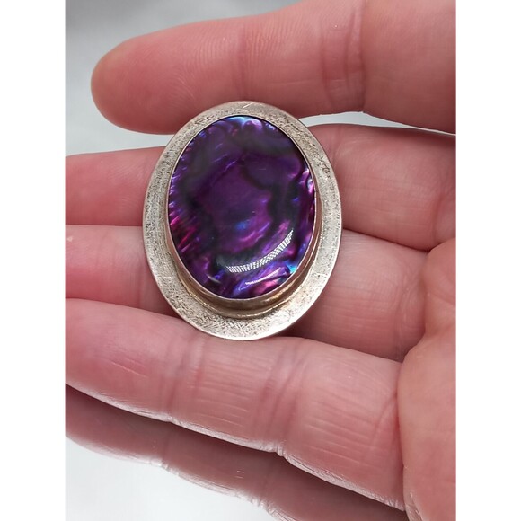 Bruce Wood Navajo Paua Shell Pendant Brooch Combo Sterling - Picture 4 of 7